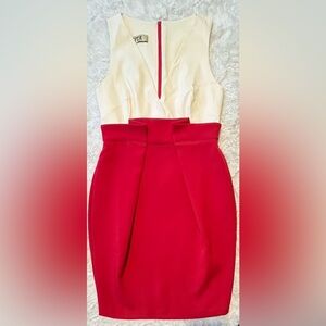 Vesper Cream & Red Sleeveless Sheath Dress Size 8